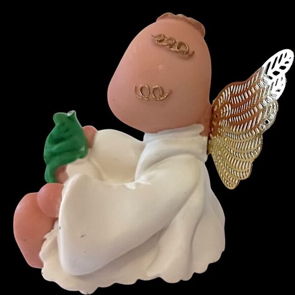 Kirks Kritters Angel Cheeks Figure Frog Russ Berrie 2001 Vintage Cherub Wings - Picture 8 of 16